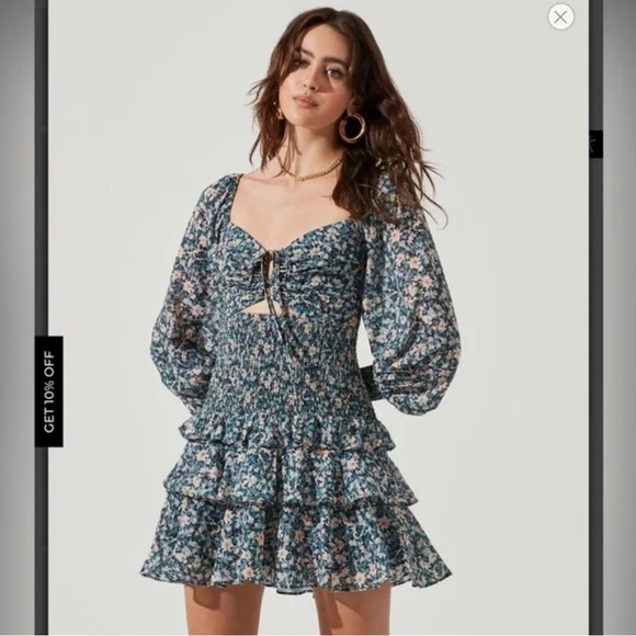 ASTAR THE LABLE  MA-RIETTA FLORAL CINCHED BUST CUTOUT MINI DRESS size S - Picture 1 of 8